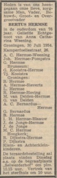 Nieuwsblad v.h. Noorden 31 juli 1954