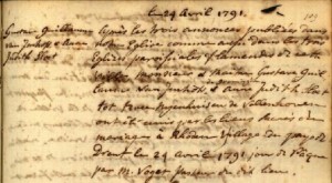 Registratie huwelijk Gustaaf van Imhoff en Anna Judith Sloet van Nije Tweehuizen 24 april 1791