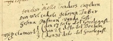 Grootegast, 17 juli 1681, huwelijk Mello Coenders en Gesina Polman