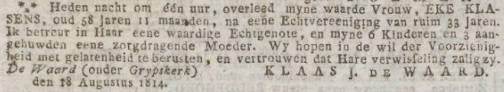 Groninger Courant, 19 augustus 1814