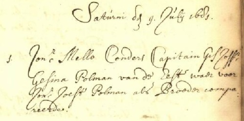 Groningen, 9 juli 1681, ondertrouw Mello Coenders en Gesina Polman