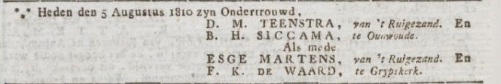 Vriese Courant, 10 augustus 1810