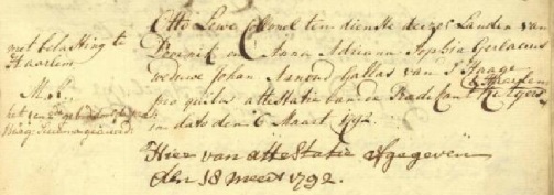 Groningen, Martinikerk 18 maart 1792. huwelijk Otto Lewe en Anna Adriana Sophia Gerlacius