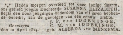 Advertentieblad van Groningen, 12 april 1814