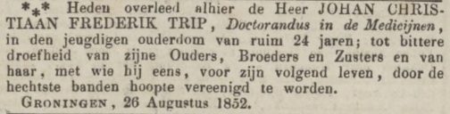 Groninger Courant 27 augustus 1852