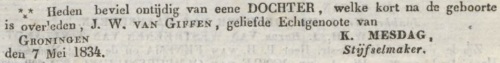 Groninger Courant, 9 mei 1834